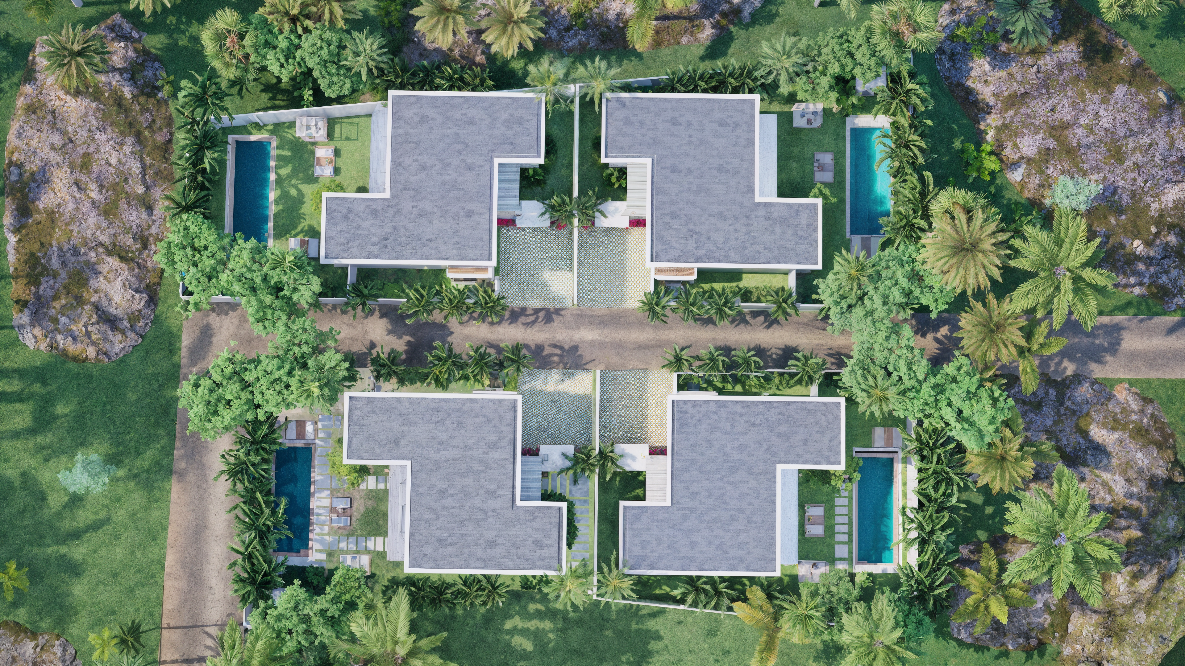Chandara masterplan — four villa estate, Choeng Mon